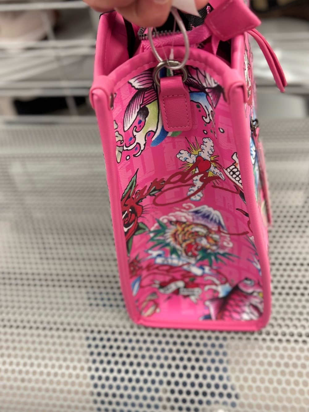 Ed Hardy Tote denim & pink NWT - Picture 8 of 11